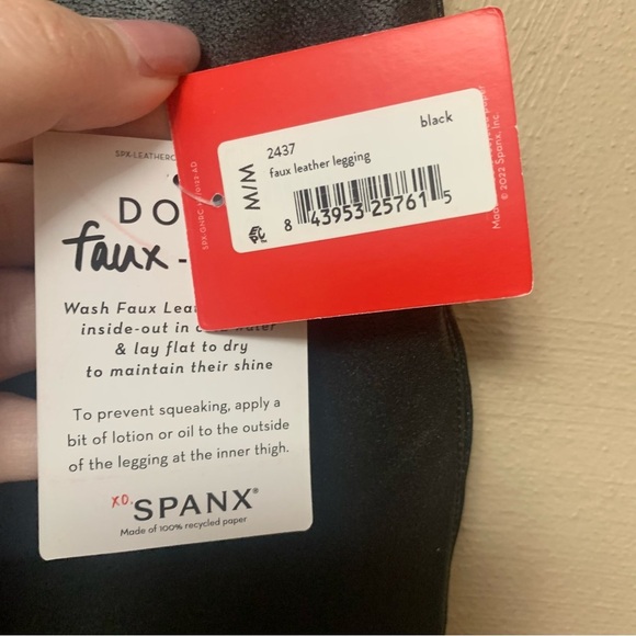 Spanx Faux Leather Leggings in Black Size Medium NWT New - Picture 6 of 12